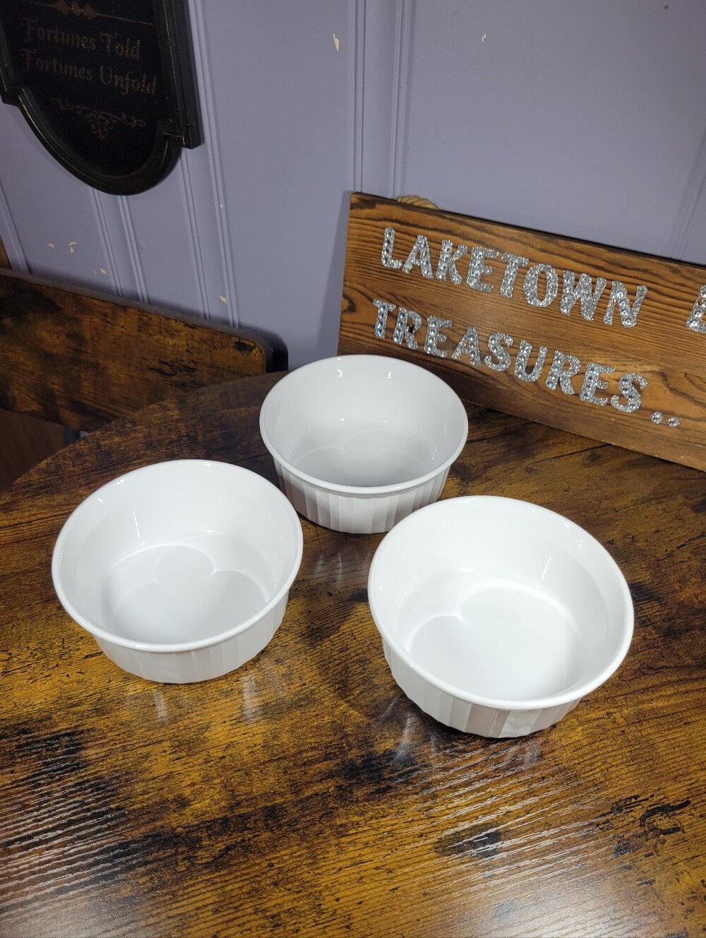 Vintage corningware White Ceramic Ramekins - Set of 3
